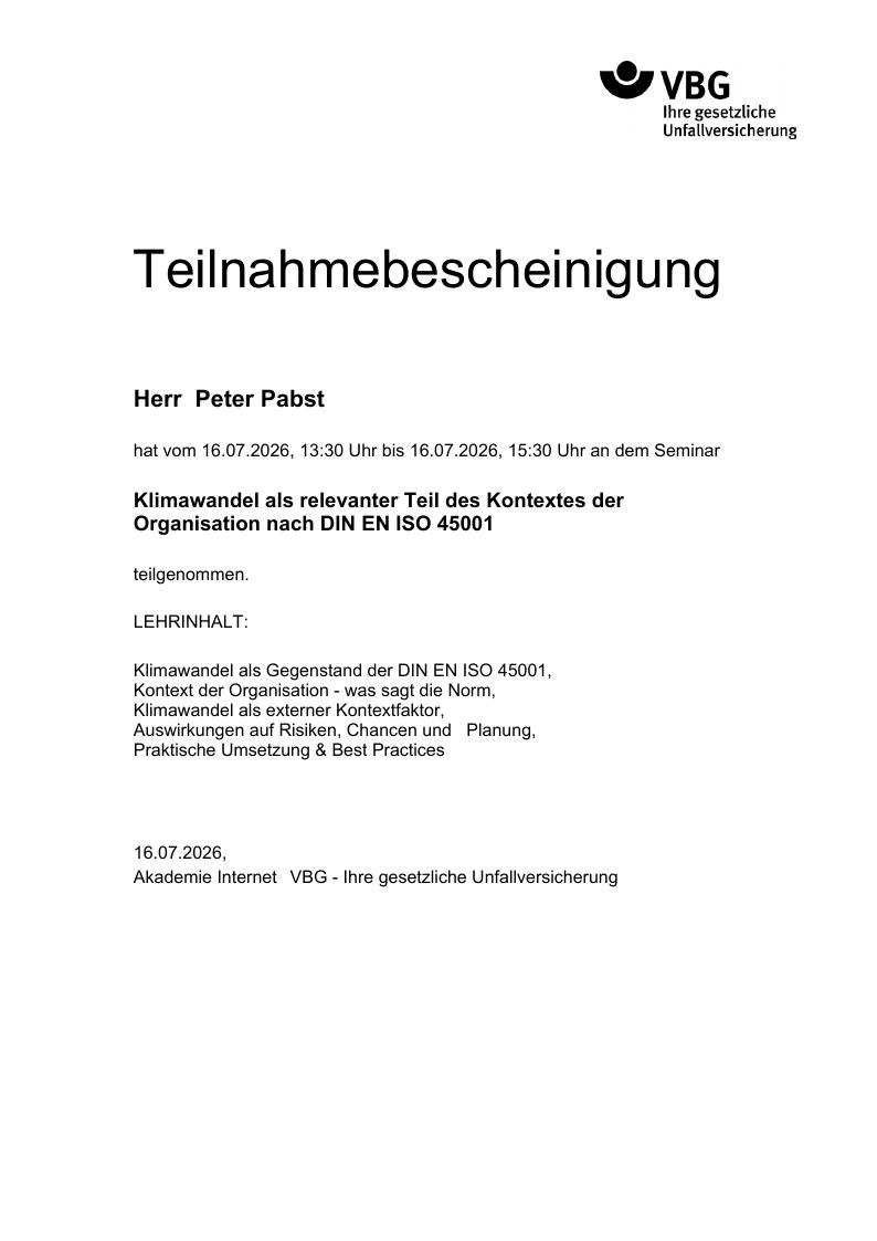 Klimawandel im Kontext der DIN EN ISO 45001