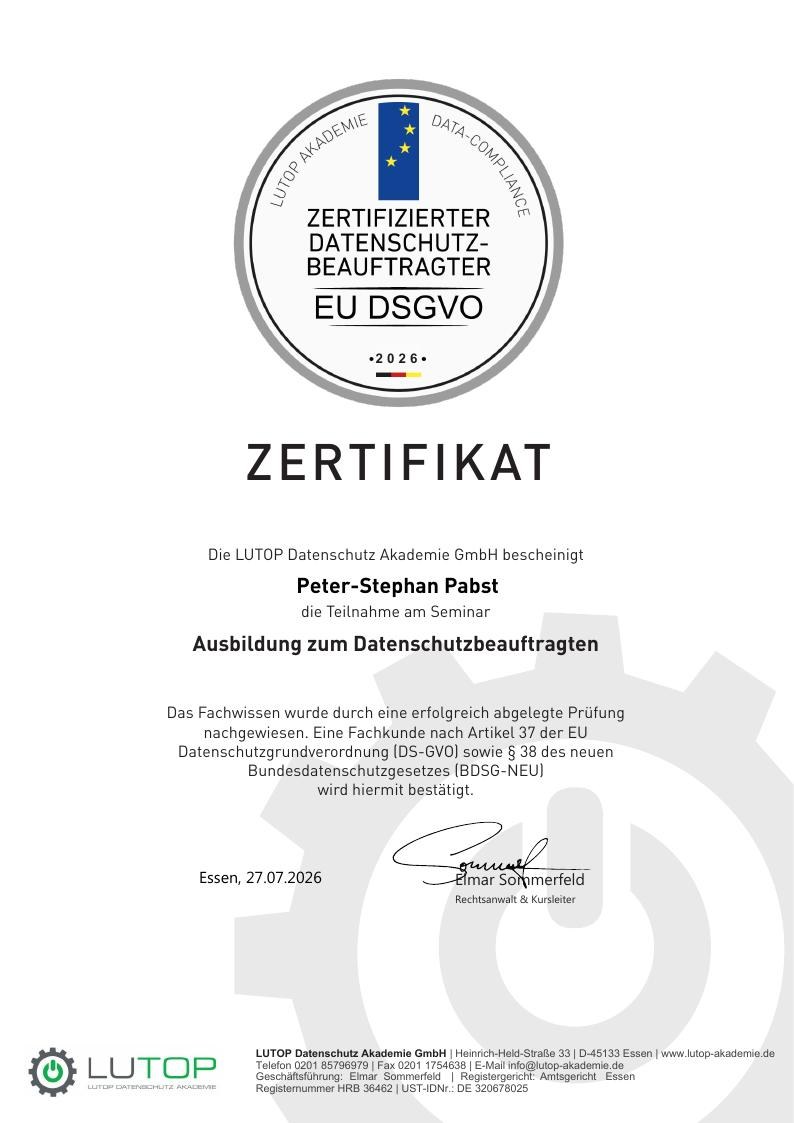Zertifizierter Datenschutzbeauftragter