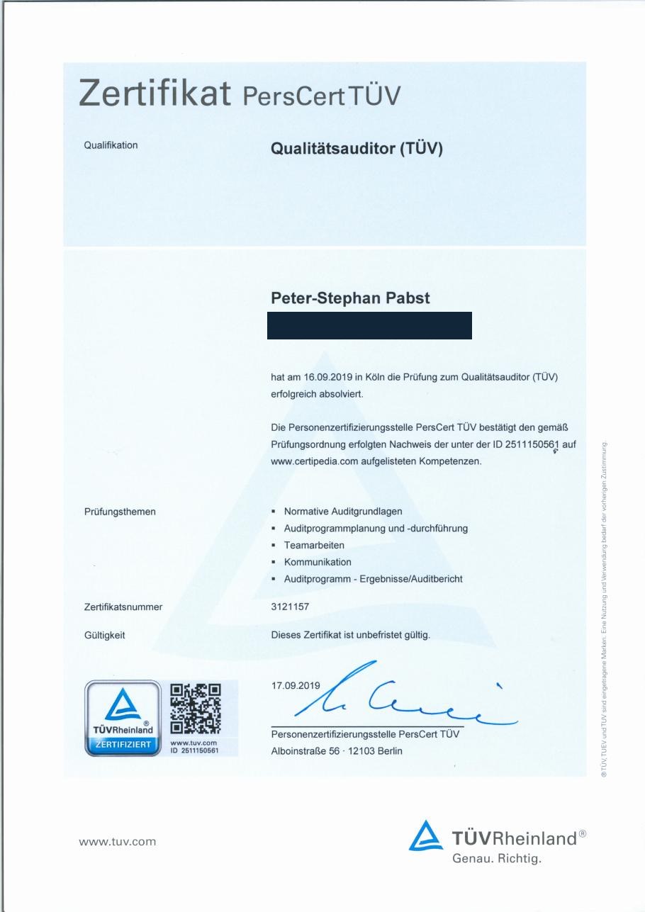 Qualitätsauditor (TÜV)